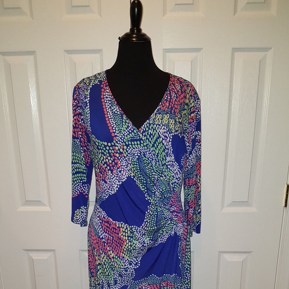 Plus Size Colorful Faux-Wrap Maxi Dress